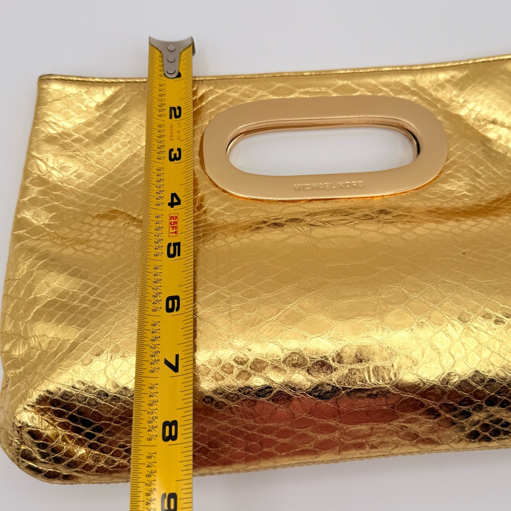 Michael Kors Metallic Gold Python Embossed Clutch… - image 8